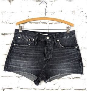 MADEWELL Relaxed Denim Shorts Black Wash High Rise Cotton Summer Size 29